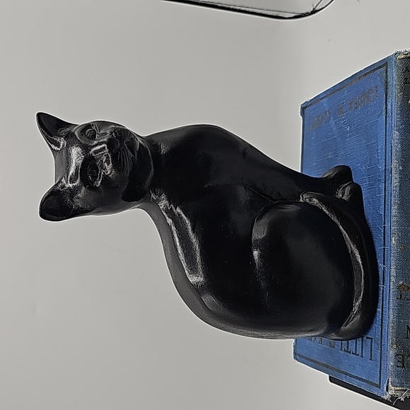 Vintage Black Cat Figurine Paperweight Bookend Doorstop in Heavy Resin 9" 2.4lb - Picture 6 of 11